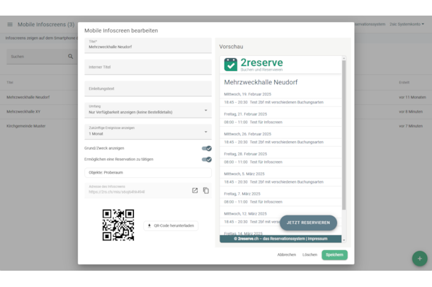 Infoscreen Number Mobile Infoscreen mit QR-Code