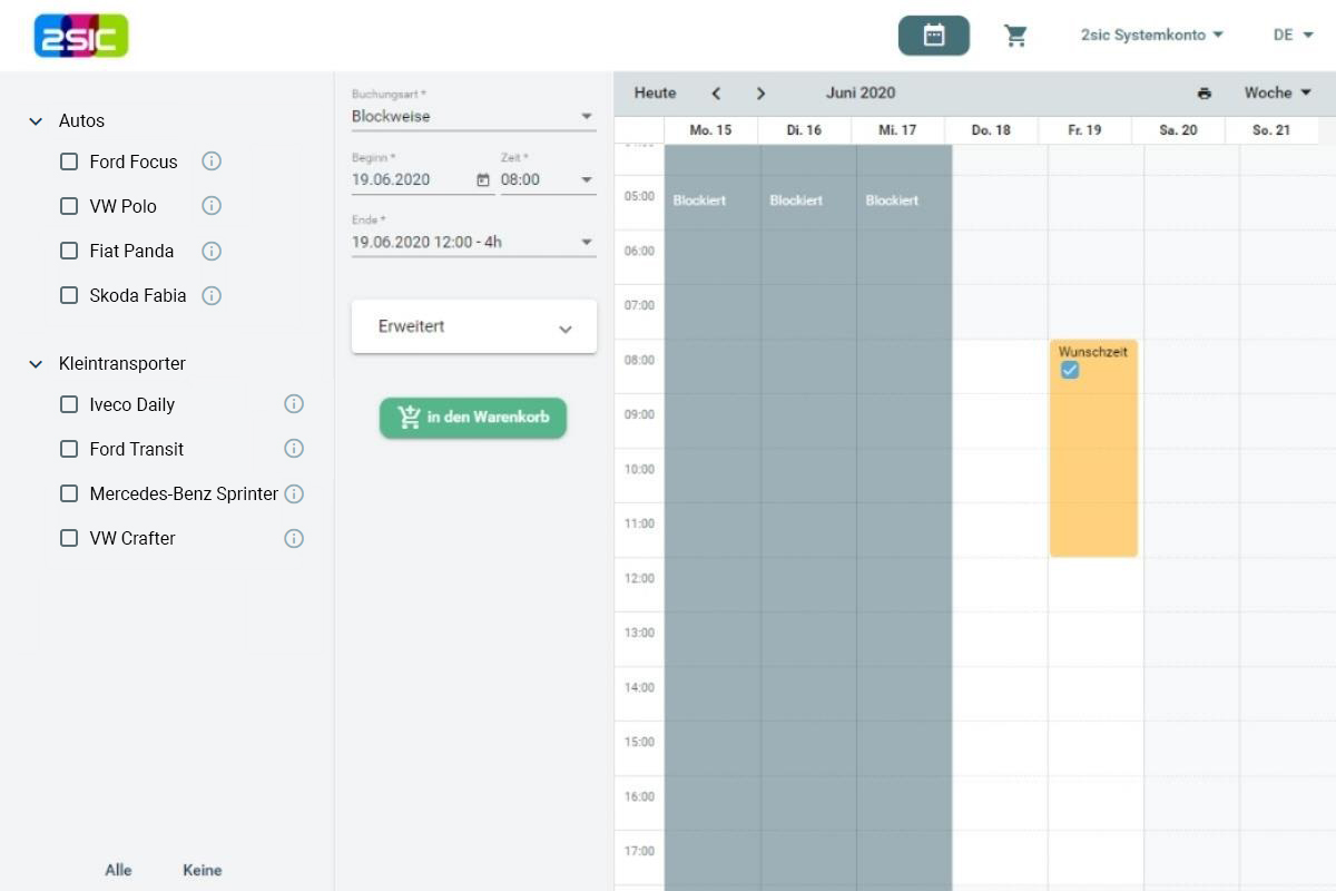 Reservation von Mietwagen online verwalten