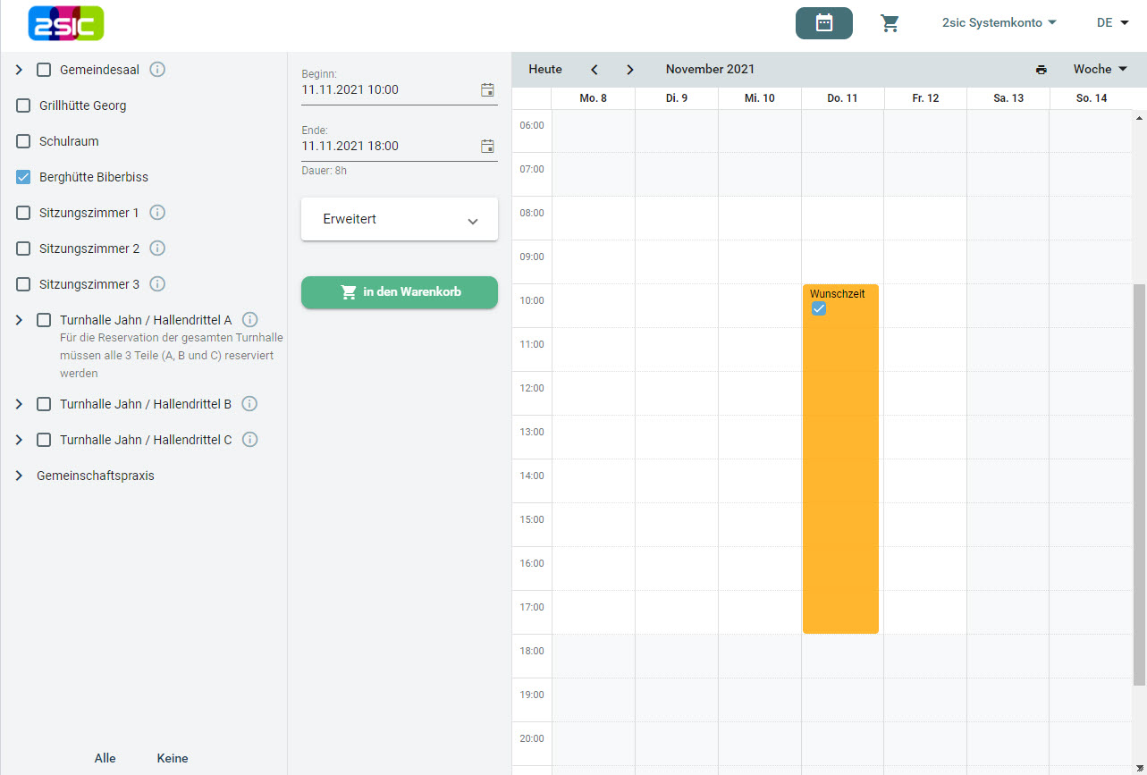 Reservation von Gemeinderäumen online verwalten