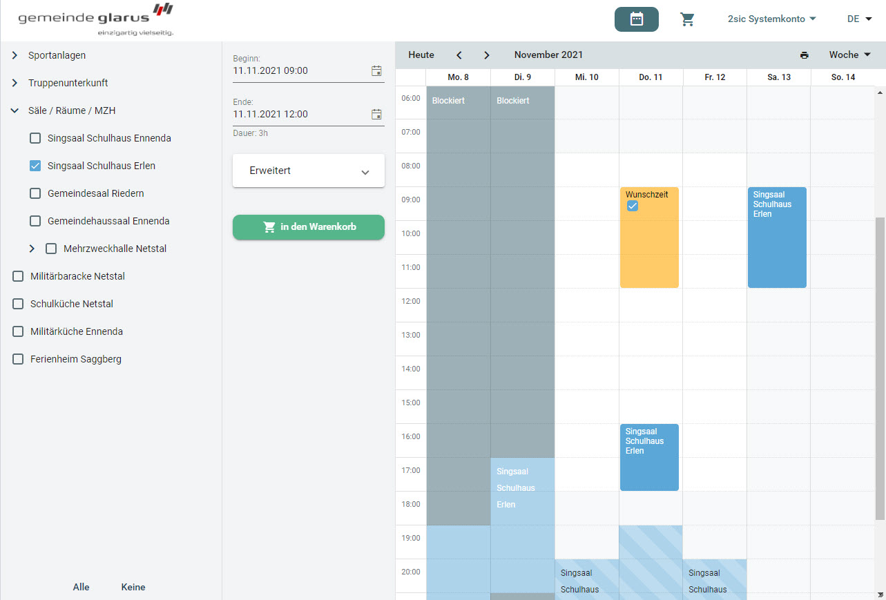 Reservation von Schulräumen online verwalten