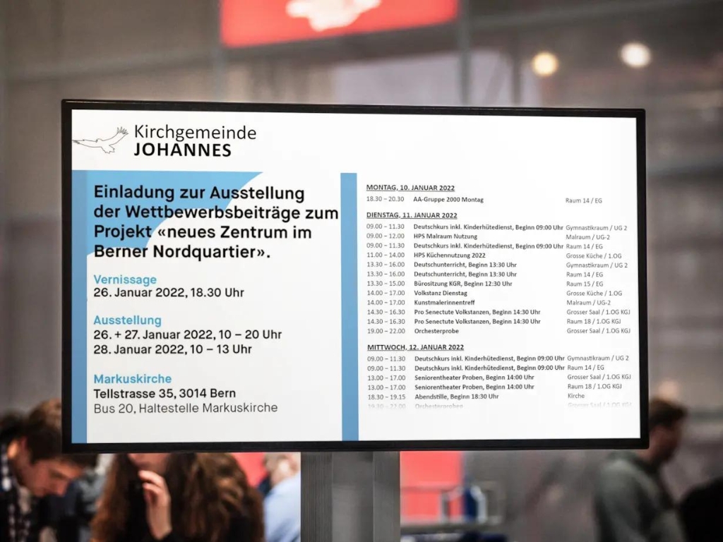 Infoscreen-Anbindung zur Besucher-Orientierung
